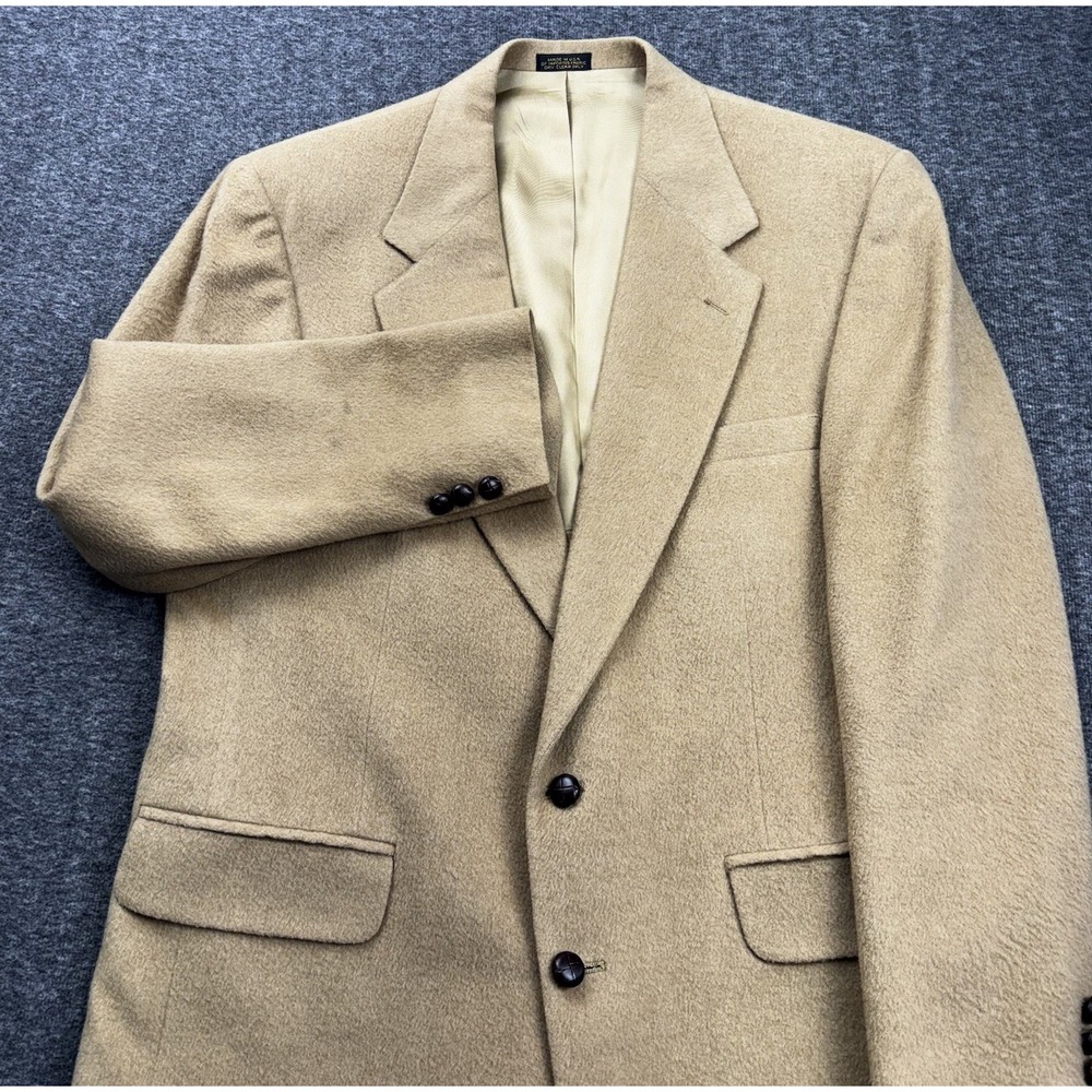 VTG Rogers Scott Camel Hair Blazer Mens 42R Tan Beige Made in USA Sport‎ Coat